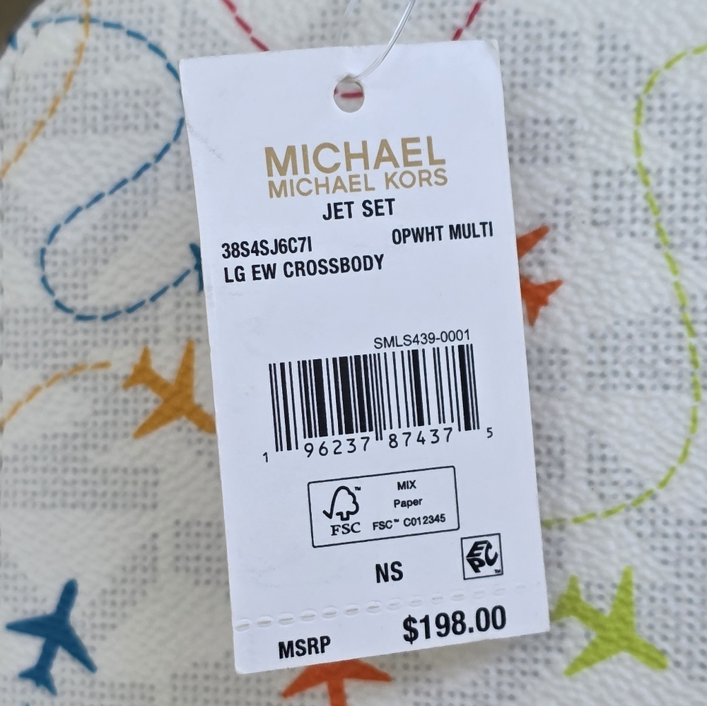 Michael Kors Airplane Logo Large White Crossbody - Picture 7 of 8